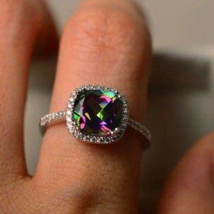 Stamped 92518K Mystic Topaz Ring 42 S6